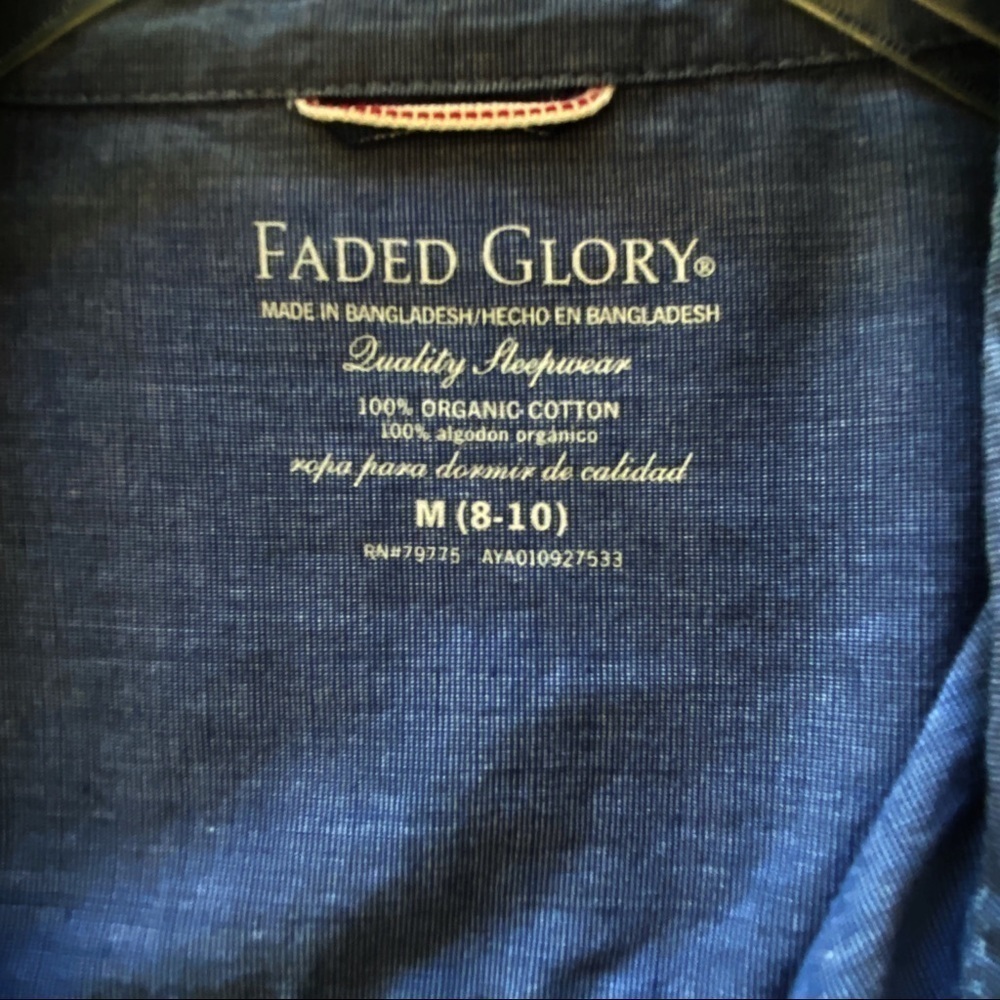 Faded Glory Chambray Shirt Organic Cotton Size 8-10 - Picture 5 of 7